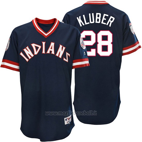 Maglia Baseball Uomo Cleveland Indians Corey Kluber Blu Turn Back The Clock